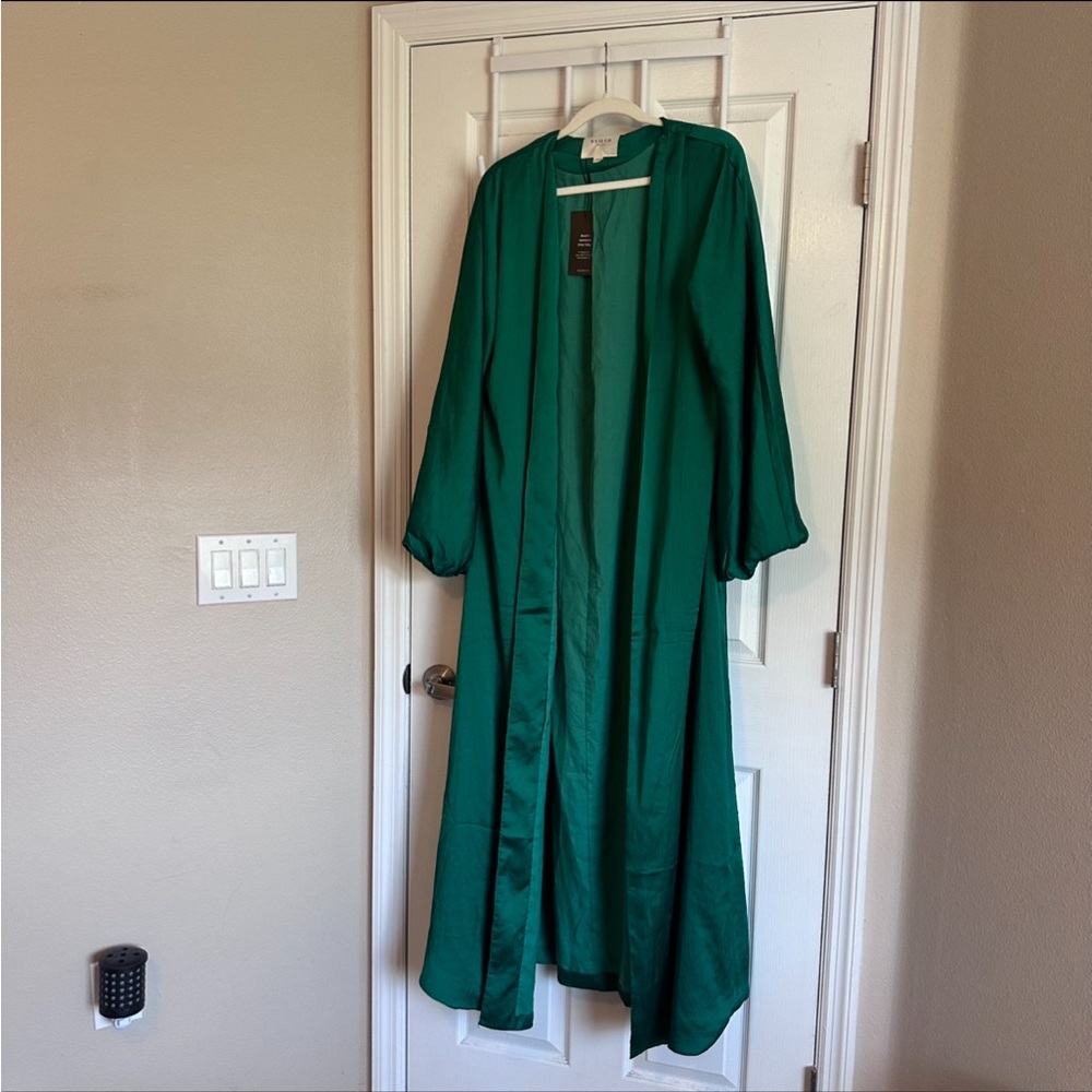 veiled collection balloon sleeve abaya in emerald green